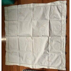 Vintage Embroidered Tablecloth 32"x33" Cotton Beige Light Brown Floral Design